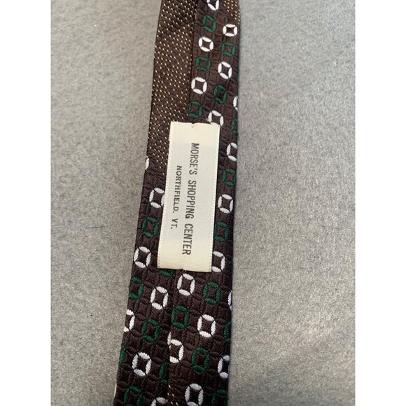 Vintage Morses Shopping Center Brown Geometric Polyester Mens Tie Necktie - Picture 4 of 5